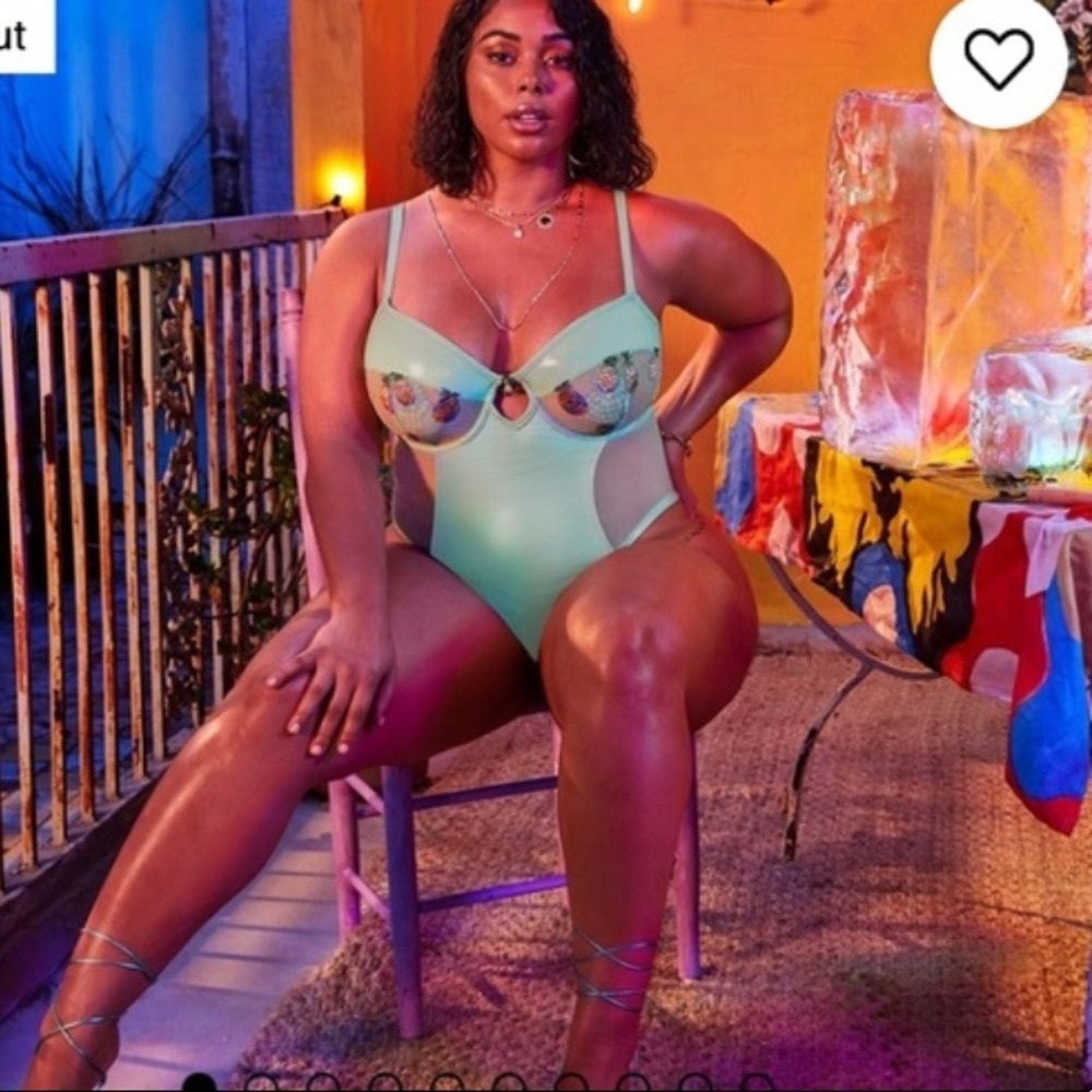 Savage X Fenty TUTTI FRUITY EMBROIDERED TULLE & VINYL TEDDY